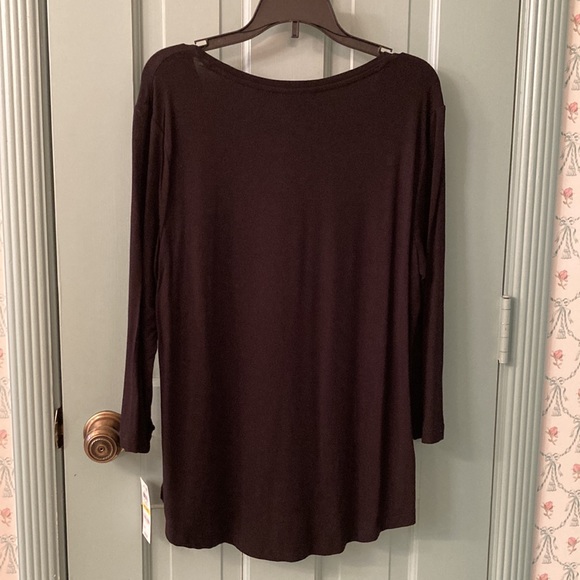 NWT JM Collection Black Tunic Long Sleeve Shirt, Petite Medium - Picture 2 of 3